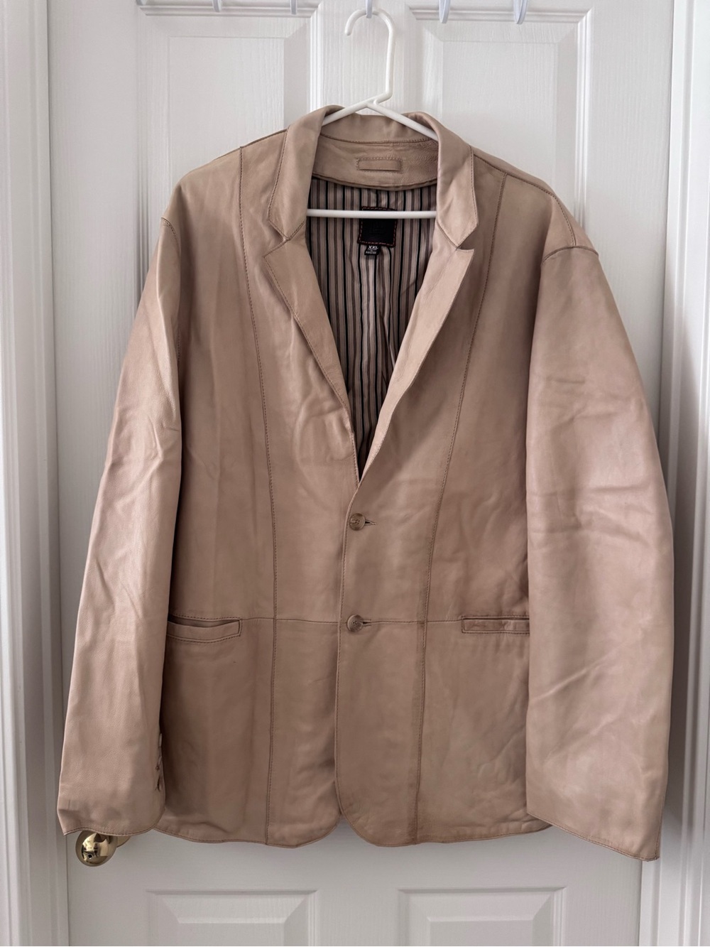 Men’s Tan Leather jacket - XXL - Cream